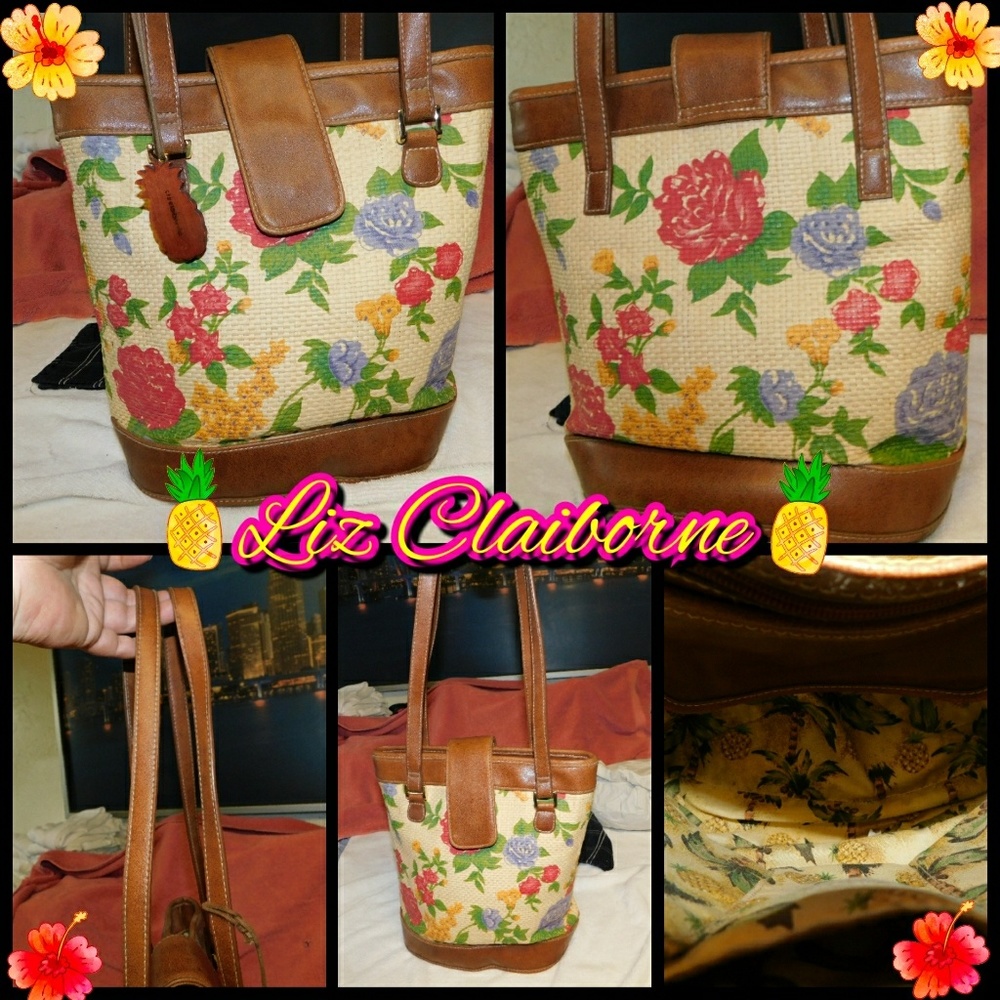 Liz Claiborne flowers & pineapple themed purse